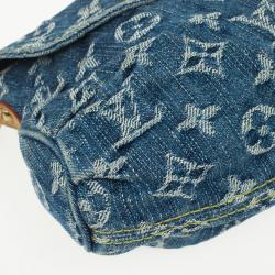 Pre Owned Louis Vuitton Blue Denim Monogram Mini Pleaty Bag