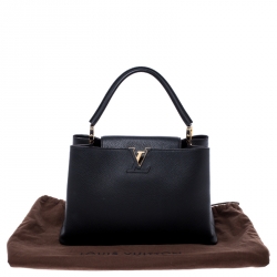 Pre Owned Louis Vuitton Black Taurillon Leather Capucines MM Bag