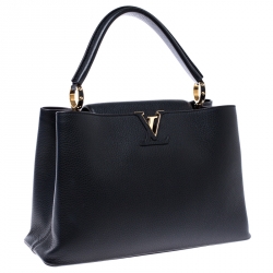 Pre Owned Louis Vuitton Black Taurillon Leather Capucines MM Bag