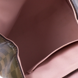 Pre Owned Louis Vuitton Pink Damier Ebene Canvas and Leather Clapton Backpack 