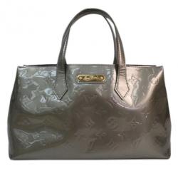 Pre Owned Louis Vuitton Gris Art Deco Monogram Vernis Wilshire PM Bag