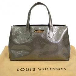 Pre Owned Louis Vuitton Gris Art Deco Monogram Vernis Wilshire PM Bag