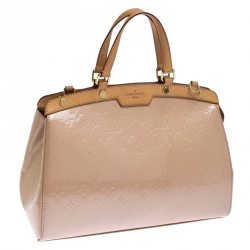 Pre Owned Louis Vuitton Rose Florentine Monogram Vernis Brea MM Bag