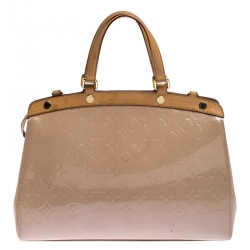 Pre Owned Louis Vuitton Rose Florentine Monogram Vernis Brea MM Bag