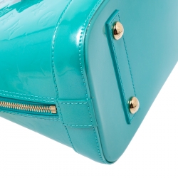 Pre Owned Louis Vuitton Bleu Lagon Monogram Vernis Leather Alma PM Bag