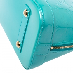 Pre Owned Louis Vuitton Bleu Lagon Monogram Vernis Leather Alma PM Bag