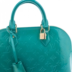 Pre Owned Louis Vuitton Bleu Lagon Monogram Vernis Leather Alma PM Bag