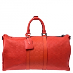 Louis Vuitton Orange Damier Infini Leather Keepall Bandouliere 45 