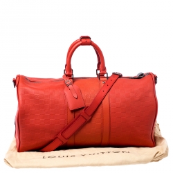 Louis Vuitton Orange Damier Infini Leather Keepall Bandouliere 45 
