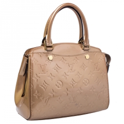 Pre Owned Louis Vuitton Beige Poudre Monogram Vernis Brea PM NM Bag