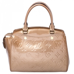 Pre Owned Louis Vuitton Beige Poudre Monogram Vernis Brea PM NM Bag