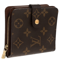 Pre Owned Louis Vuitton Monogram Canvas Zip Compact Wallet