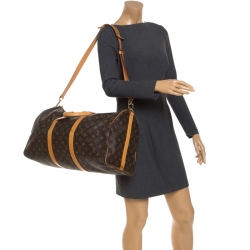 Pre Owned Louis Vuitton Monogram Canvas Keepall 55 Bandouliere Bag