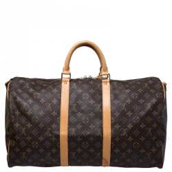 Pre Owned Louis Vuitton Monogram Canvas Keepall 50 Bandouliere Bag