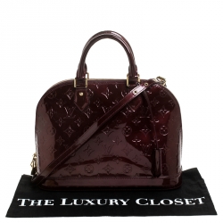 Pre Owned Louis Vuitton Rouge Fauviste Monogram Vernis Alma PM Bag