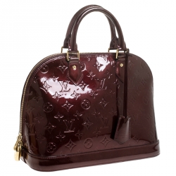 Pre Owned Louis Vuitton Rouge Fauviste Monogram Vernis Alma PM Bag