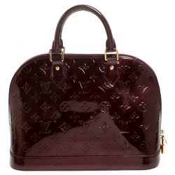 Pre Owned Louis Vuitton Rouge Fauviste Monogram Vernis Alma PM Bag
