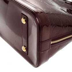 Pre Owned Louis Vuitton Rouge Fauviste Monogram Vernis Alma PM Bag