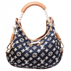 Pre Owned Louis Vuitton Navy Blue Monogram Nylon Limited Edition Bulles MM Bag