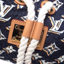 Pre Owned Louis Vuitton Navy Blue Monogram Nylon Limited Edition Bulles MM Bag