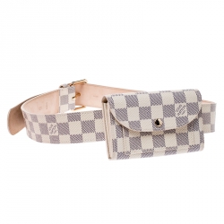 Pre Owned Louis Vuitton Damier Azur Pochette Solo Belt Bag
