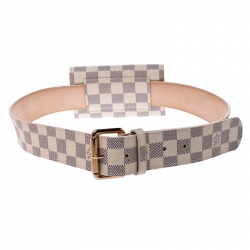Pre Owned Louis Vuitton Damier Azur Pochette Solo Belt Bag