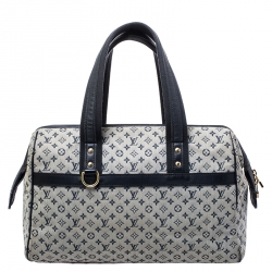 Pre Owned Louis Vuitton Navy Blue Monogram Canvas Mini Lin Josephine GM Bag