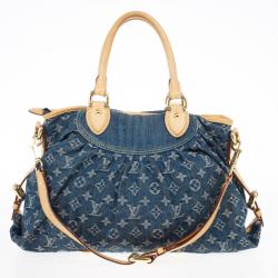 Pre Owned Louis Vuitton Denim Pleaty Tote