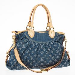 Pre Owned Louis Vuitton Denim Pleaty Tote