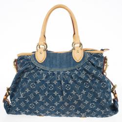 Pre Owned Louis Vuitton Denim Pleaty Tote