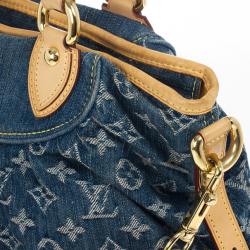 Pre Owned Louis Vuitton Denim Pleaty Tote