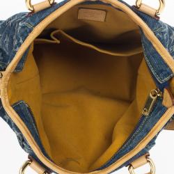 Pre Owned Louis Vuitton Denim Pleaty Tote