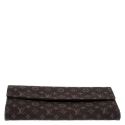 Pre Owned Louis Vuitton Brown Monogram Continental Flap Wallet