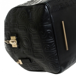 Pre Owned Louis Vuitton Black Monogram Paris Embossed Leather Limited Edition Speedy Cube 30 Bag