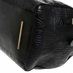 Pre Owned Louis Vuitton Black Monogram Paris Embossed Leather Limited Edition Speedy Cube 30 Bag