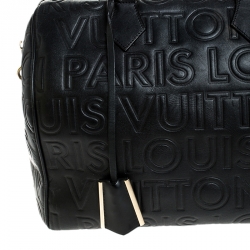 Pre Owned Louis Vuitton Black Monogram Paris Embossed Leather Limited Edition Speedy Cube 30 Bag
