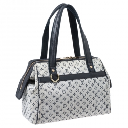 Pre Owned Louis Vuitton Navy Blue Monogram Mini Lin Josephine PM Bag