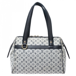 Pre Owned Louis Vuitton Navy Blue Monogram Mini Lin Josephine PM Bag