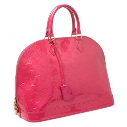 Pre Owned Louis Vuitton Rose Pop Monogram Vernis Alma GM Bag