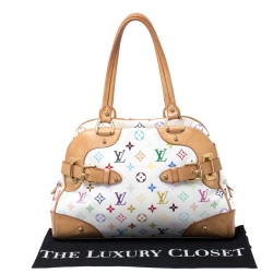 Pre Owned Louis Vuitton White Multicolor Monogram Canvas Claudia Bag