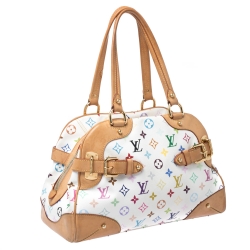 Pre Owned Louis Vuitton White Multicolor Monogram Canvas Claudia Bag