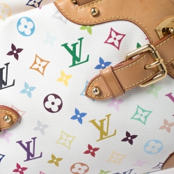 Pre Owned Louis Vuitton White Multicolor Monogram Canvas Claudia Bag