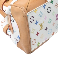 Pre Owned Louis Vuitton White Multicolor Monogram Canvas Claudia Bag