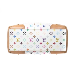 Pre Owned Louis Vuitton White Multicolor Monogram Canvas Claudia Bag