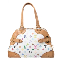 Pre Owned Louis Vuitton White Multicolore Monogram Canvas Claudia Bag