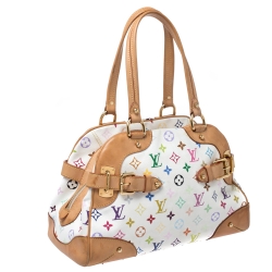 Pre Owned Louis Vuitton White Multicolore Monogram Canvas Claudia Bag
