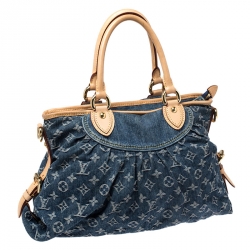 Pre Owned Louis Vuitton Blue Monogram Denim Neo Cabby MM Bag