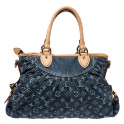 Pre Owned Louis Vuitton Blue Monogram Denim Neo Cabby MM Bag