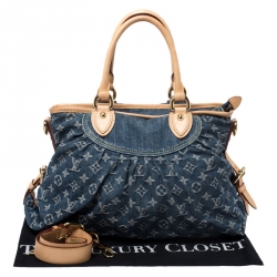 Pre Owned Louis Vuitton Blue Monogram Denim Neo Cabby MM Bag