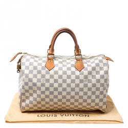 Pre Owned Louis Vuitton Damier Azur Canvas Speedy 35 Bag